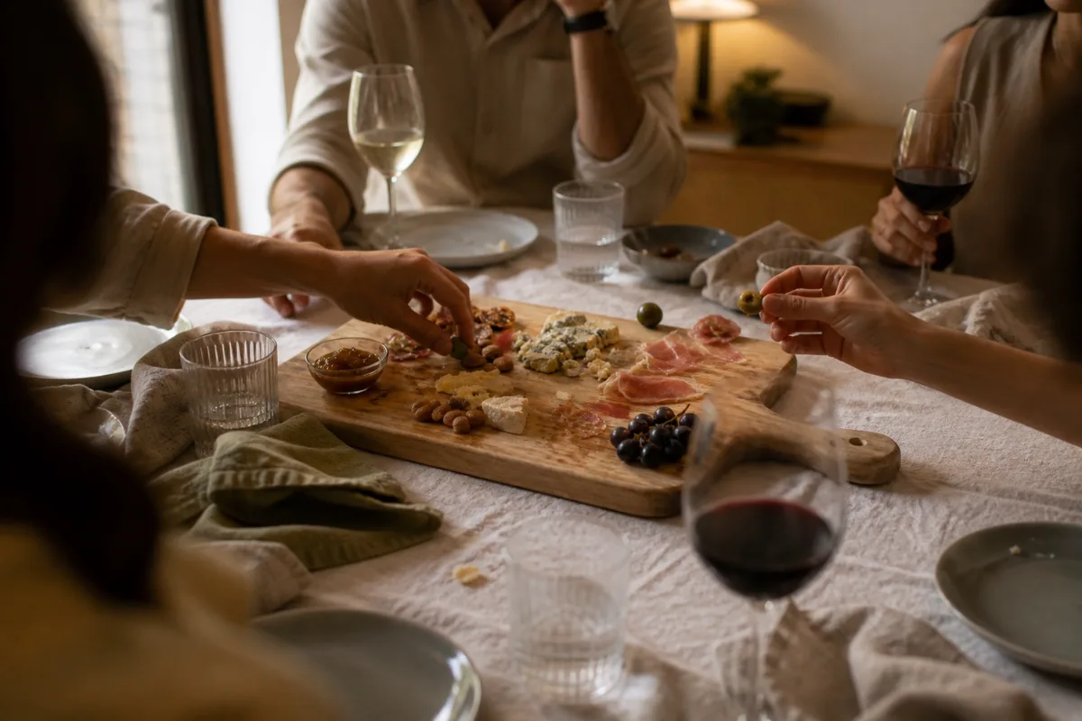 A board being shared at a table